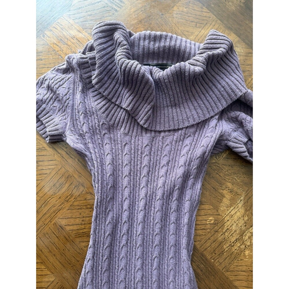 BCBG Max Azria Cable Knit Off Shoulder Sweater Dress XS Lavender Purple Y2K - Picture 6 of 7
